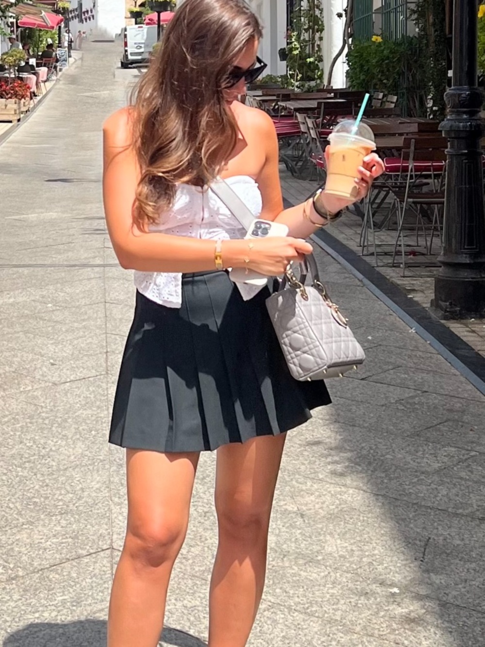 Aritzia Olive Pleated Mini Skirt in Black